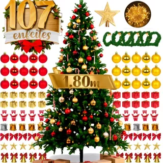Kit Árvore Natal Completo Enfeites Decoração Decorada Cheia Todos Tamanhos Kit Luxo - Branca / Verde