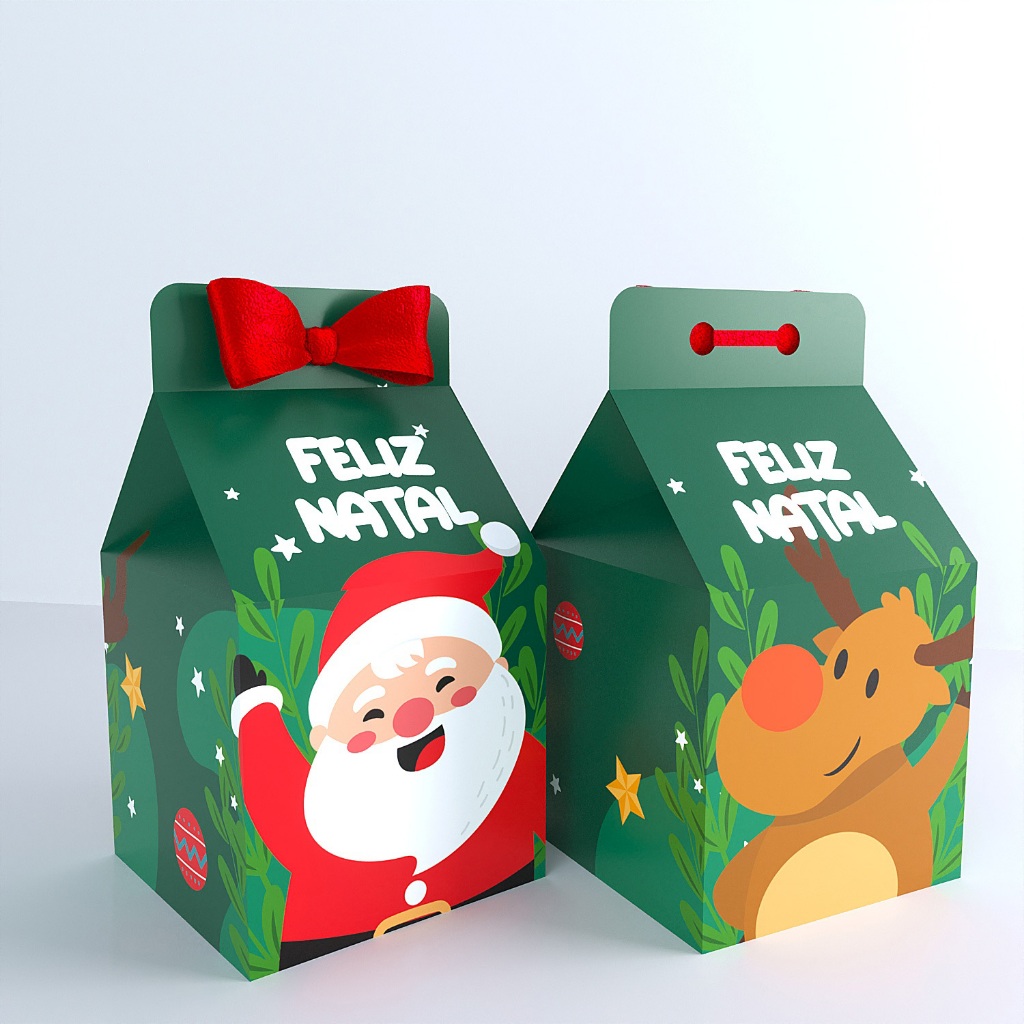 10 / 15 /20 / 25 / 30 CAIXA MILK NATAL 12X7,3X7,3CM LEMBRANCINHA NATALINA PRESENTE