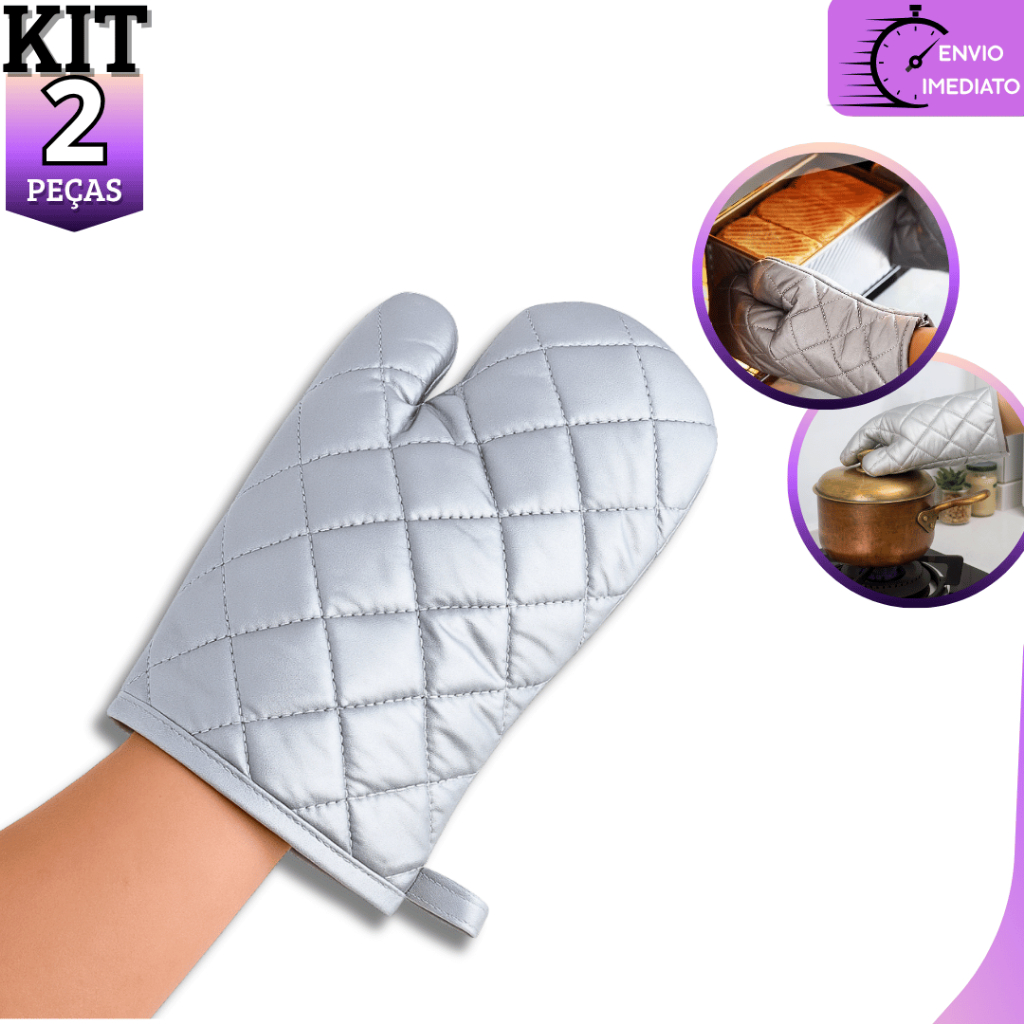 Kit 2 Luva de Forno Térmica Cozinha Fogão Quente Multiuso Un