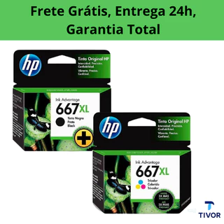 CARTUCHO DE TINTA HP 667XL PRETO E COLORIDO PARA USO EM 2376 2774 2776 6476