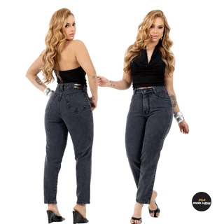 Calça Mom Jeans Feminina 100% Algodão | Sem Lycra | Cintura Alta | Tamanhos 34 ao 44