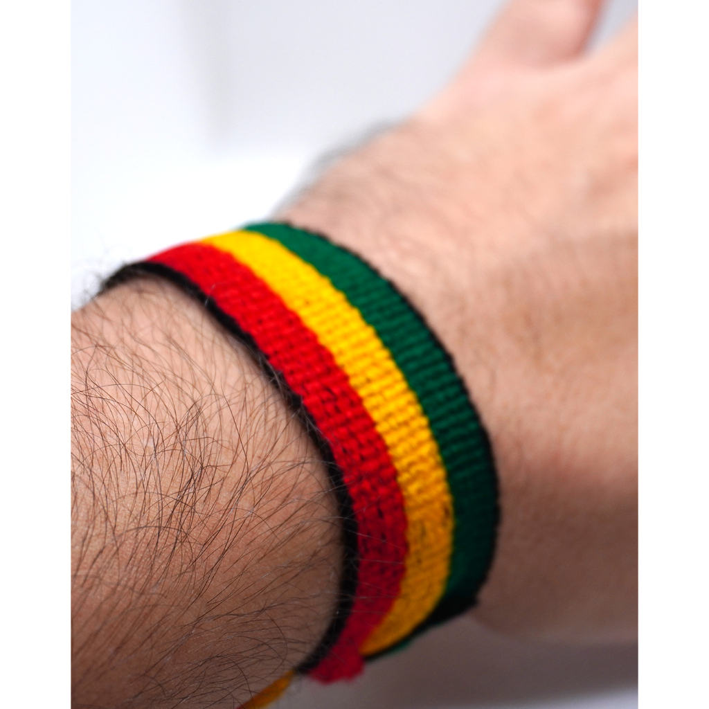 Pulseira Larga de Algodão Estilo Reggae Rastafari Bob Marley 100% ...