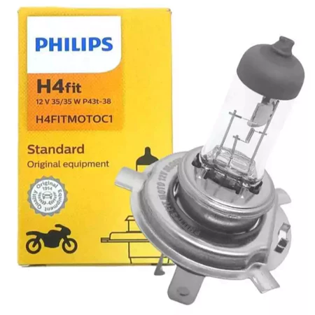 Lâmpada Farol H4 Moto Philips Fit 35/35W Extraduty Original Alta Resistência a Vibrações