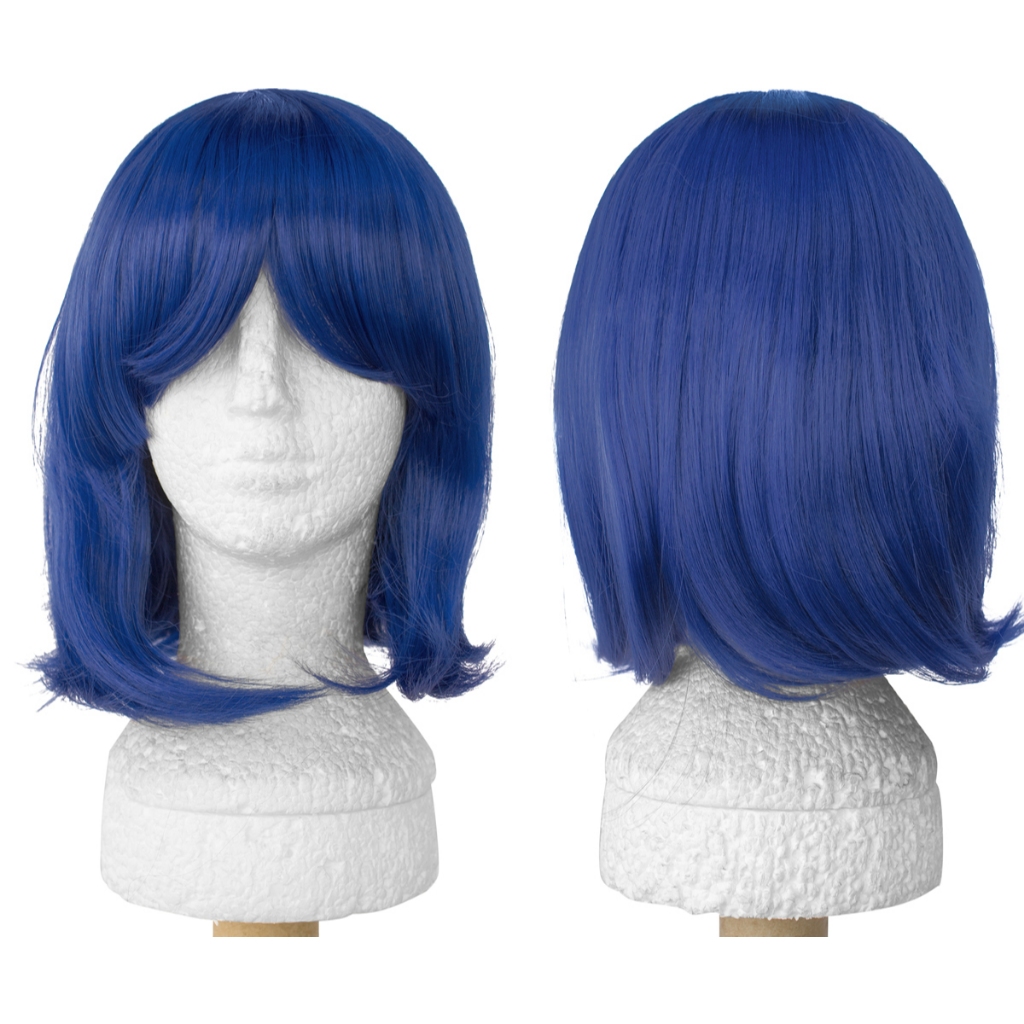 Peruca Azul Royal Long Bob Curta Cosplay Coraline Ladybug