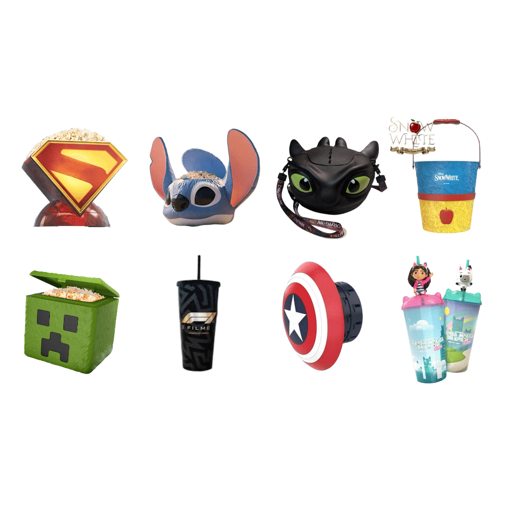 Coleção Cinemark Brindes Temáticos - Todos - Capitão América Stitch Banguela Tron: Ares Gabby - Originais Novos 2025