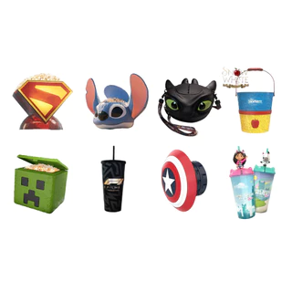 Coleção Cinemark Brindes Temáticos - Todos - Capitão América Stitch Banguela Tron: Ares Gabby - Originais Novos 2025