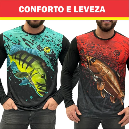 Kit 3 Camisa de Pesca Proteção Solar Uv50 Blusa Tecido Dry fit Camiseta Peixe DE Pescaria Tucunare