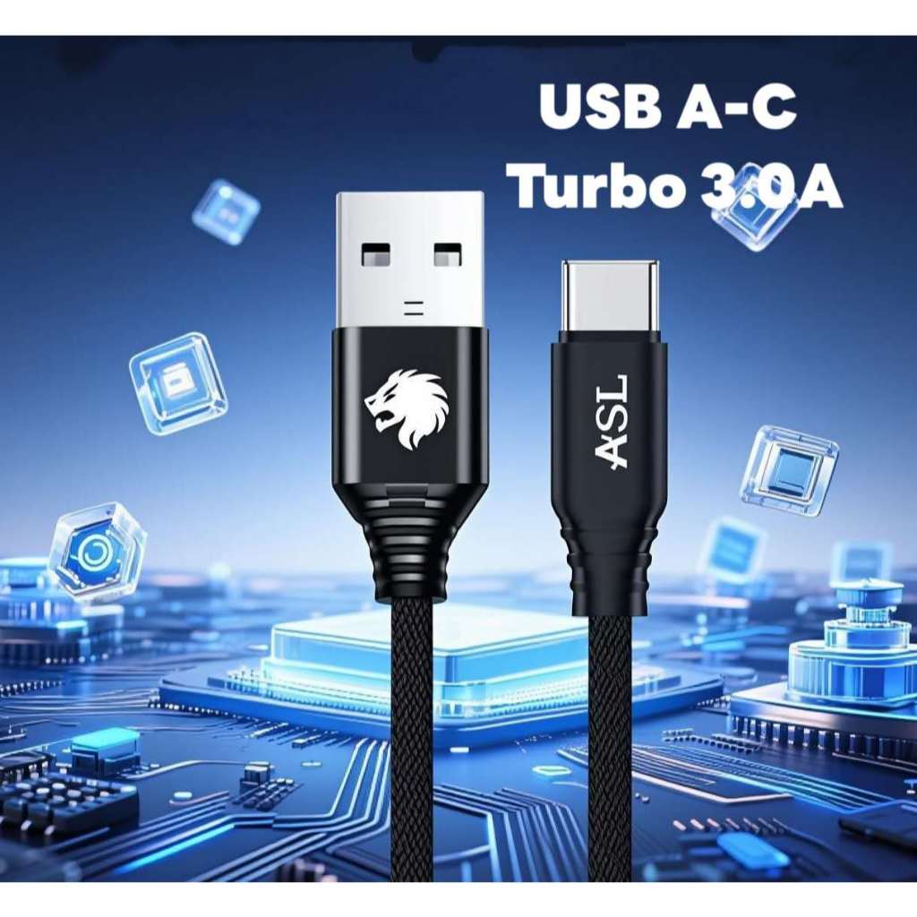 CABO USB DE NYLON REFORÇADO TIPO-C TURBO 3.A 1 METRO ASL AC02T