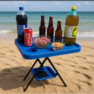 Mesa Mesinha Petisqueira Dobrável Portátil – Ideal para Churrasco, Praia, Piscina , Bar e Área de Lazer