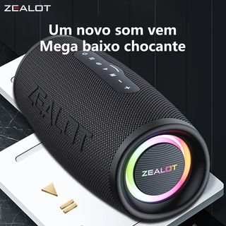 Caixa de Som ZEALOT-S56 40W | RGB, IPX5, 8000mAh, TWS Estéreo, Bluetooth 5.4