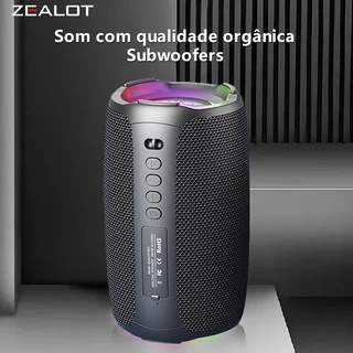 Caixa de Áudio ZEALOT-S61 10W | RGB, IPX5, 3600mAh, Alça Anti-Perda, TWS, BT5.4