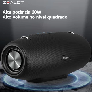 【Envio Imediato】Caixa de Som ZEALOT-S67 60W | 14400mAh, IPX5, Alça de Ombro, TWS Estéreo, Bluetooth 5.4