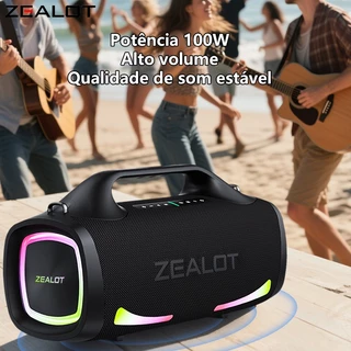 Caixa de Som ZEALOT-S79 100W | Luz Bat Eye, IPX6, 24000mAh, TWS, Alça, BT5.4