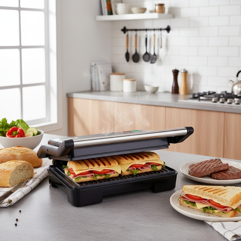 Sanduicheira Elétrica Grill Inox 127V ou 220V Chapa Antiader