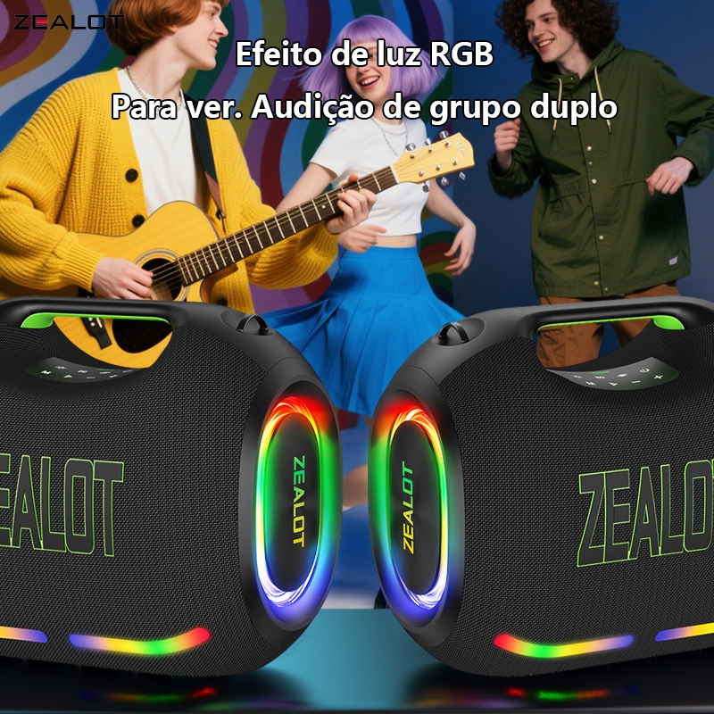 250W,48000mAh,TWS 500W,ZEALOT-ZE21 caixa de som a prova d água