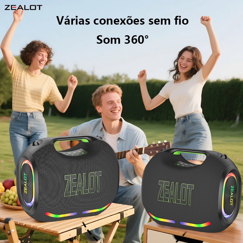 250W,48000mAh,TWS 500W,ZEALOT-ZE21 caixa de som a prova d água