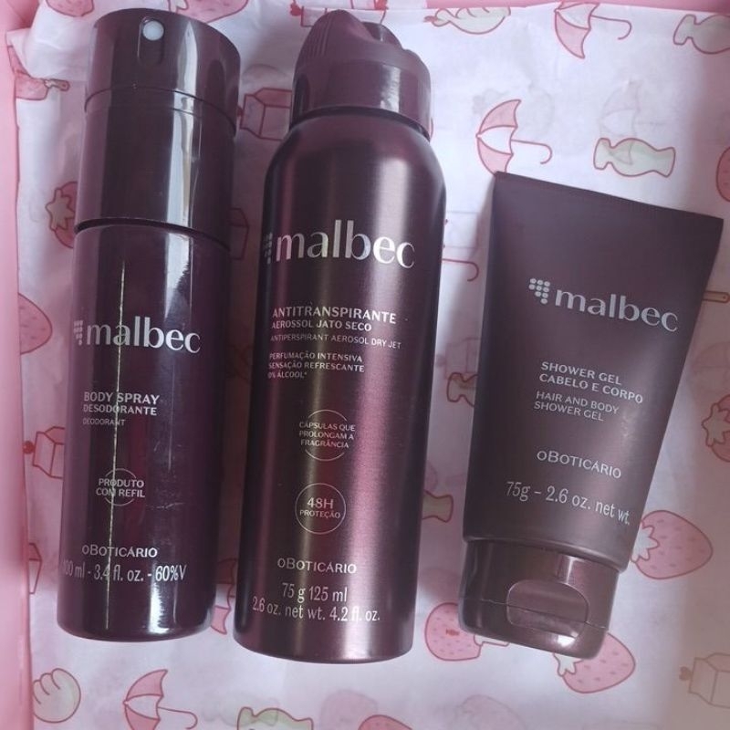 MALBEC DESODORANTE + AEROSSOL + SHOWER GEL em Oferta na Shopee