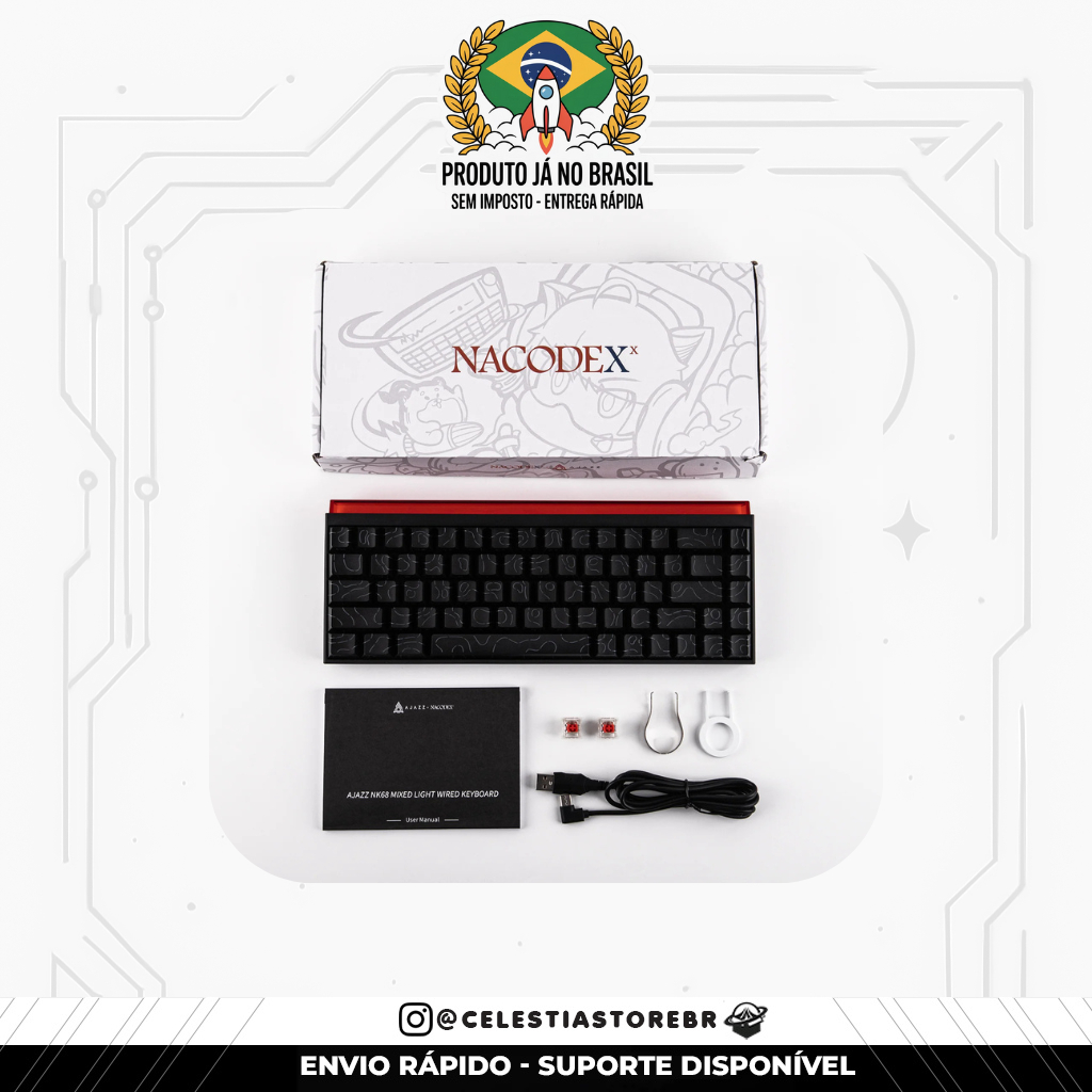 Teclado Mecânico Ajazz X Nacodex - NK 68 PRETO, SWITCH RED AXIS