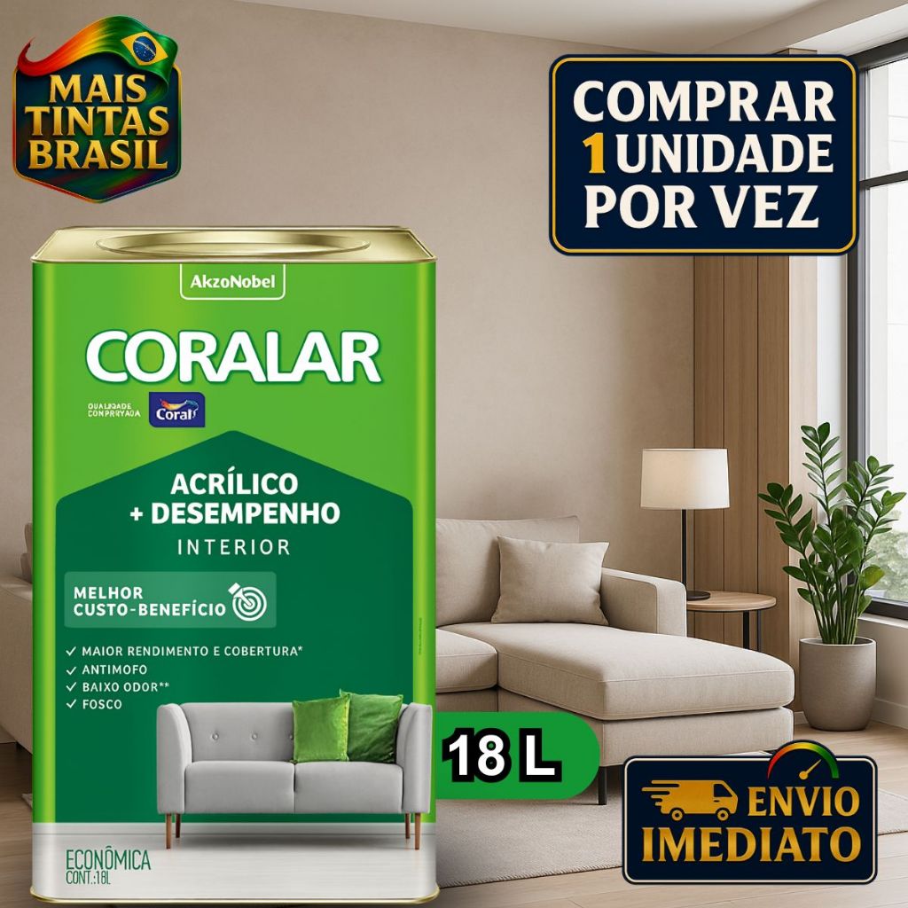 tinta para parede anti mofo Coral 18 L Fosca Interna Secagem Rápida ...