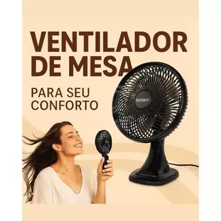 Ventilador de Mesa Portátil 220V 2 Velocidades – Silencioso, Compacto, Certificado Inmetro