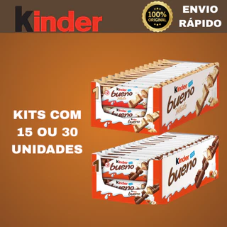 Kinder Bueno tradicional ou white T2 caixa c/ 15 ou 30 unidades