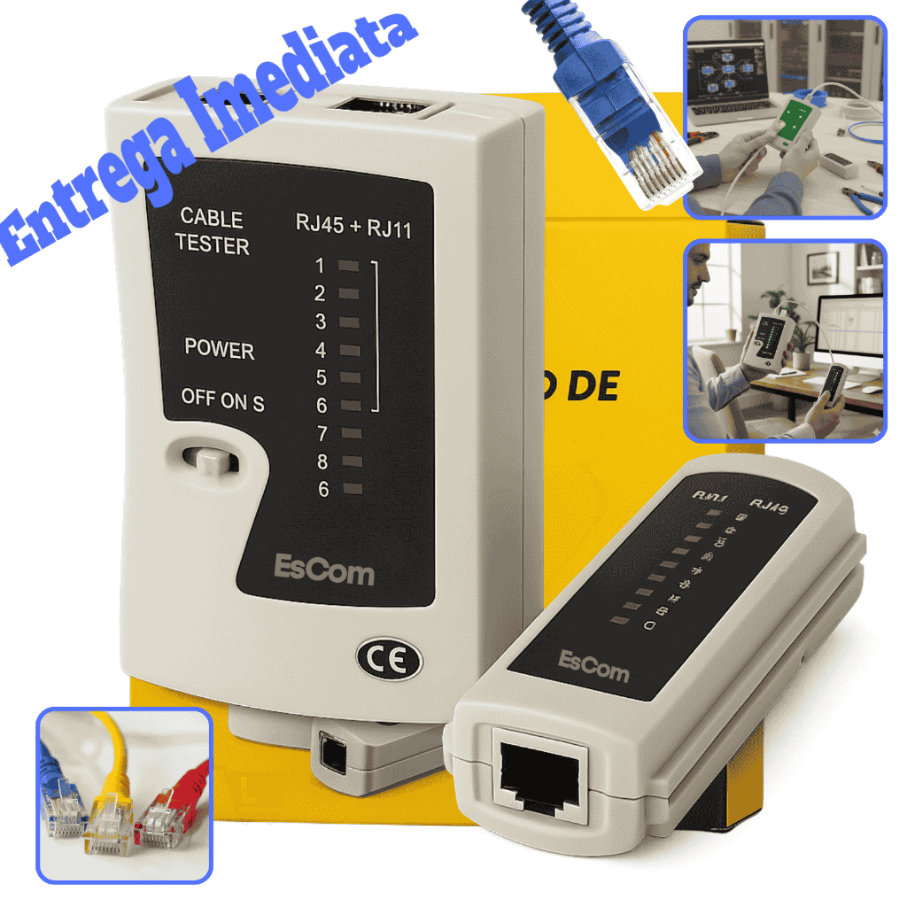 Testador De Cabo De Rede Rj45 Lan Cat5 Cat6 Rj11 Telefonia 8 Vias UTP ...