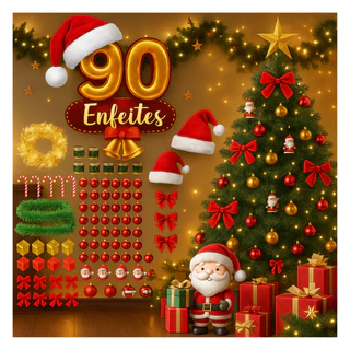 Kit Arvore Natal 150cm 110V ou 220V Decoração Completa Verde Pinheiro Mais 90 Enfeites Decoração Natalina
