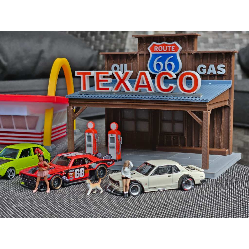 Diorama Posto de Gasolina TEXACO 1/64 Hot Wheels | Shopee Brasil