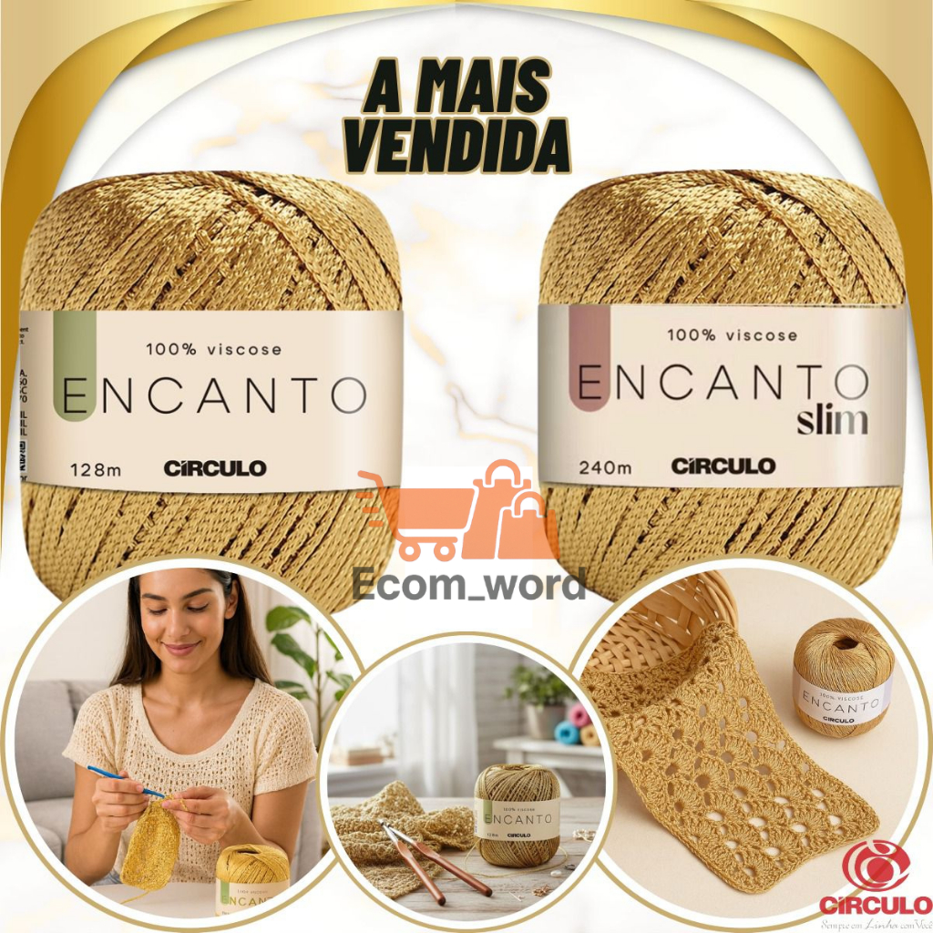 Linha Fio Encanto Círculo Para Crochê/Tricô Slim 100% Viscose | Shopee ...