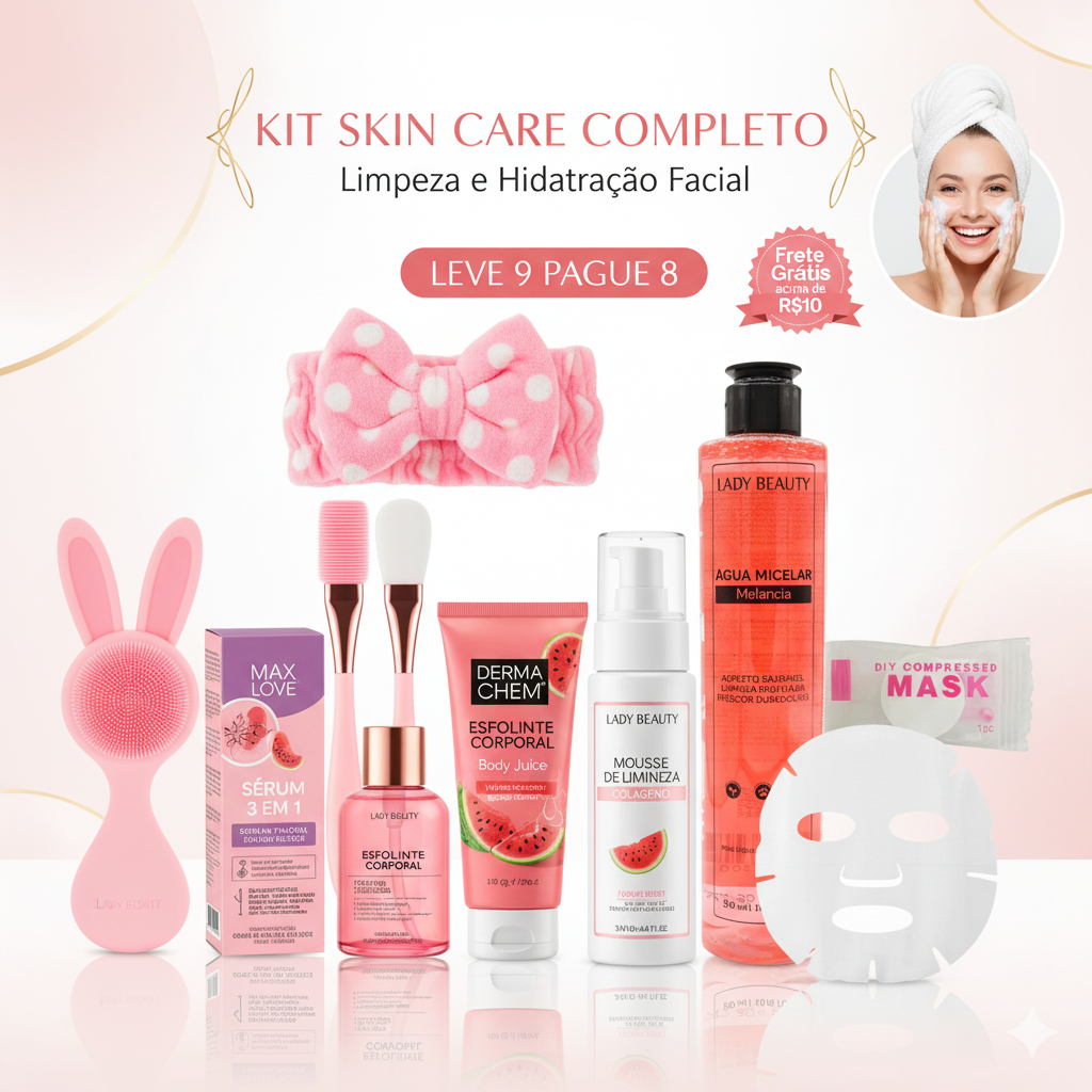 KIT SKIN CARE COMPLETO 8 ITENS | Rotina Facial & Corporal + BRINDE ...