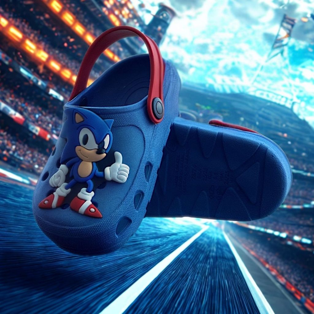 Babuche Infantil Menino Azul Sonic Confortável Leve Calce Fácil Estiloso Promoção