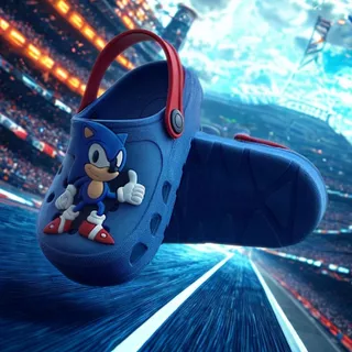 Babuche Infantil Menino Azul Sonic Confortável Leve Calce Fácil Estiloso Promoção