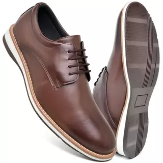 Kit Sapato Casual Masculino Oxford Cinto + Relogio Couro Preto Marrom Sapatenis Couro Sintetico Festa Trabalho