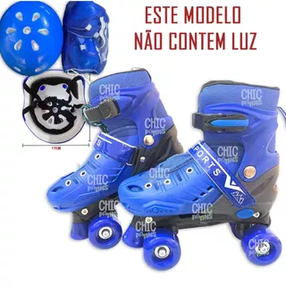 Patins Infantil De 4 Rodas Azul Sem LED Ajustavel Meninos Com Protecao Quda Criancas Black Friday em Oferta na Shopee