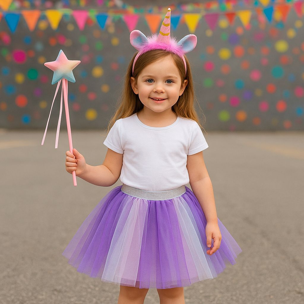 Kit com 3 Peças Fantasia Infantil Menina Unicórnio Carnaval Festa ...