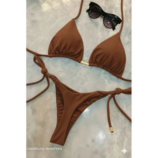 Biquíni Fio Dental Verão 2025 – Bronze Impecável, Amarração Lateral em Oferta na Shopee