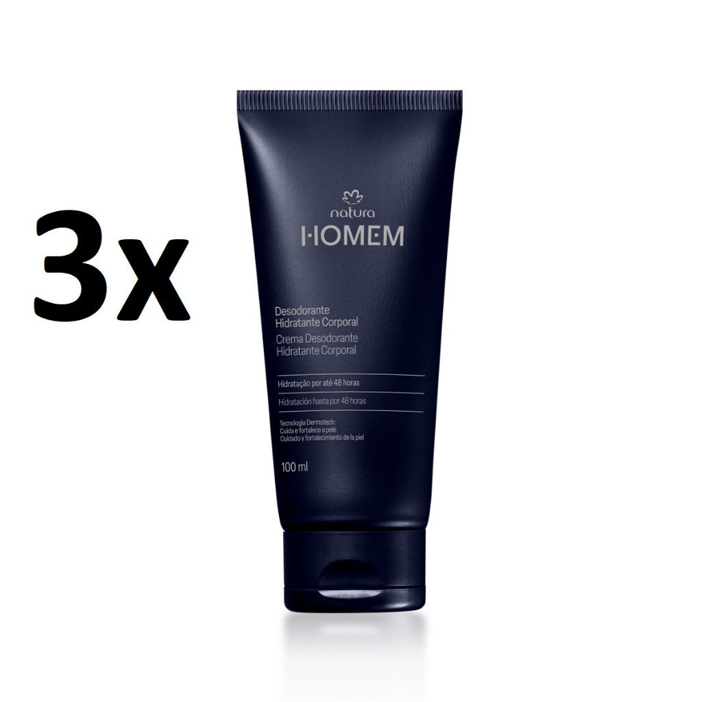 Hidratante creme Corporal Natura Homem - Tradicional - 3 un de 100 ml ...