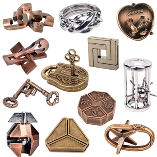 Quebra Cabeça De Metal Enigmas Antigos Puzzles Inteligentes 3D