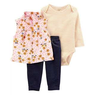 CONJUNTO DE INVERNO CARTER'S 3 PEÇAS COM COLETE FLORAL em Oferta na Shopee