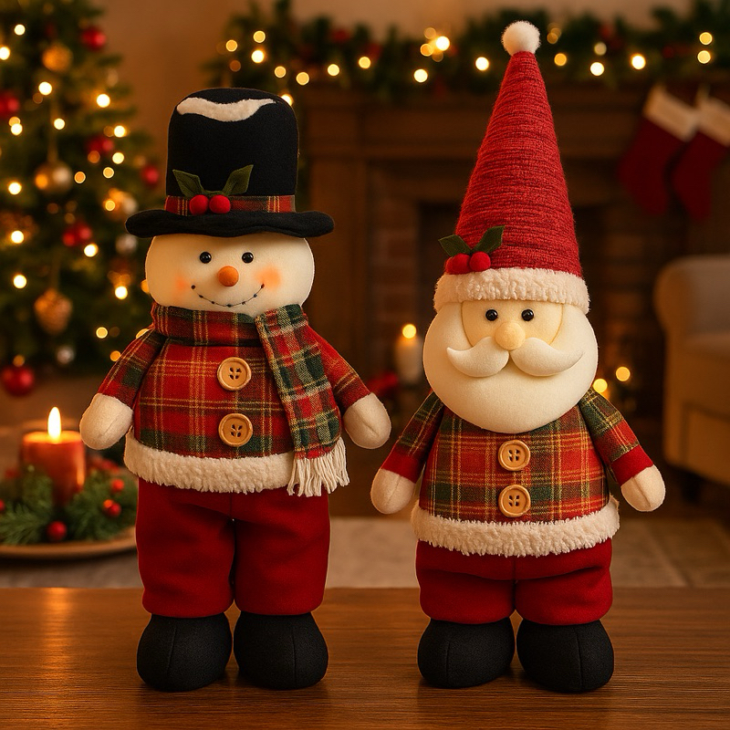 Bonecos de Natal 48cm com LED – Papai Noel e Boneco de Neve em Tecido ...