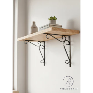 Mão Francesa Colonial Aço 2 un. Preta ou Branca 20x13 25x12,5 30x30 cm Suporte Prateleira Decorativa