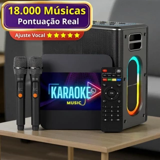 Karaoke Profissional Completo 4K + 2 Microfone s/fio + Caixa de Som Bluetooth 120W + Pontuação Real em Oferta na Shopee