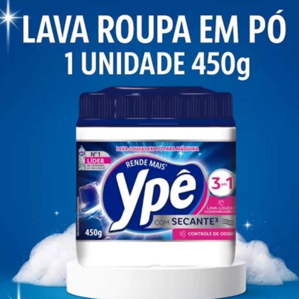 Sabão Detergente Lava Louças Ypê em Pó 450g para Máquina-Limpeza ...