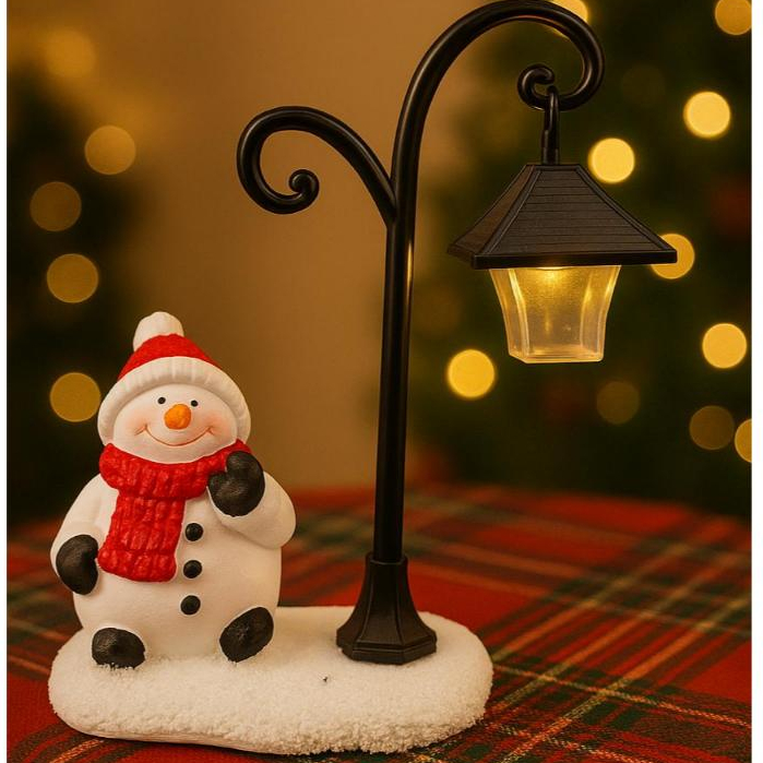 Decorações de Natal, enfeites de resina de boneco de neve com LED