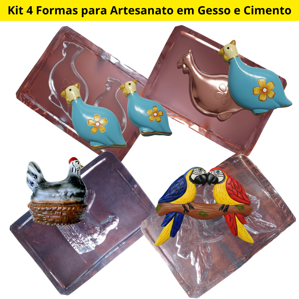 Kit-08 / 4 Formas para Artesanato em Gesso e Cimento REF: G28, G120 ...