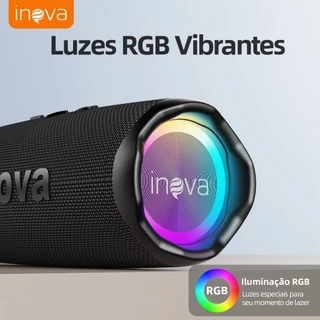 INOVA Caixa de Som Bluetooth Portátil IPX67 com LED, Som Potente 16W, Bateria 2400mAh
