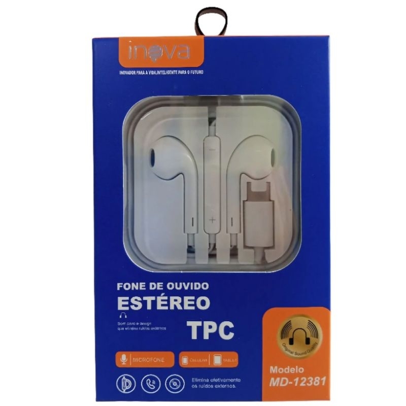 FONE DE OUVIDO COM FIO ESTÉREO TIPO-C - MD- 12381 - INOVA | Shopee