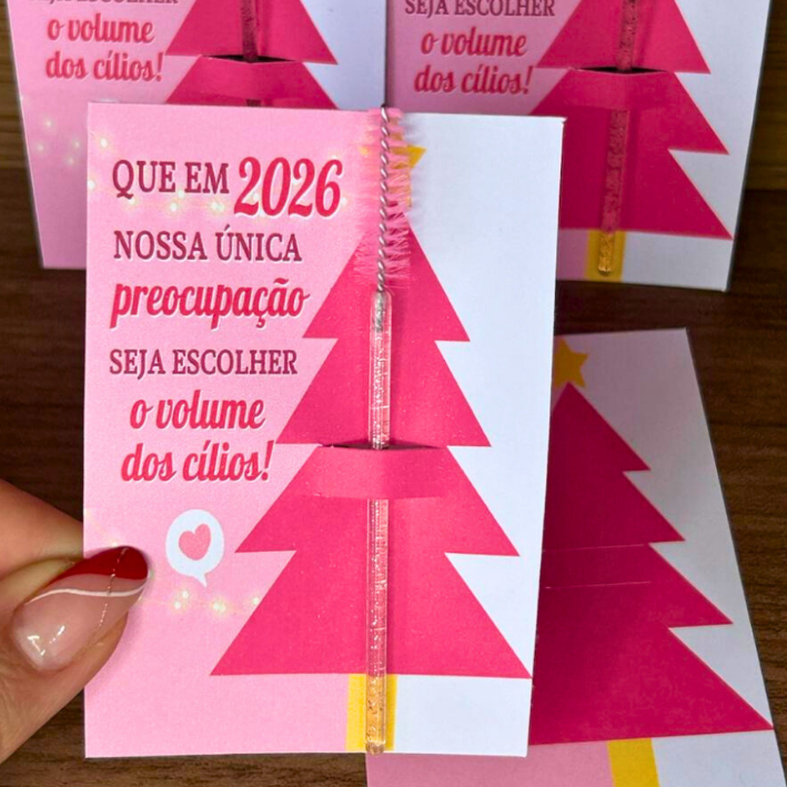 Cartão com Escovinha para Cílios ou Sobrancelhas Natal Cliente Cuidados