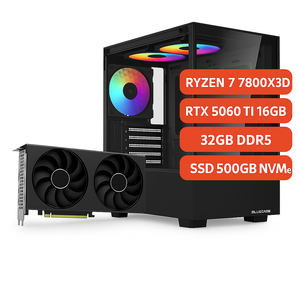 Computador Gamer AMD Ryzen 7 7800X3D - 32GB DDR5 - SSD 500GB Nvme