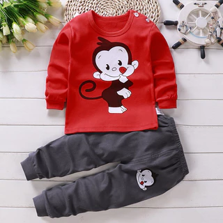 Conjunto Infantil 2 Peças Pijama Blusa e Calça Para Meninos Outono e Inverno 6 a 24 Meses em Oferta na Shopee